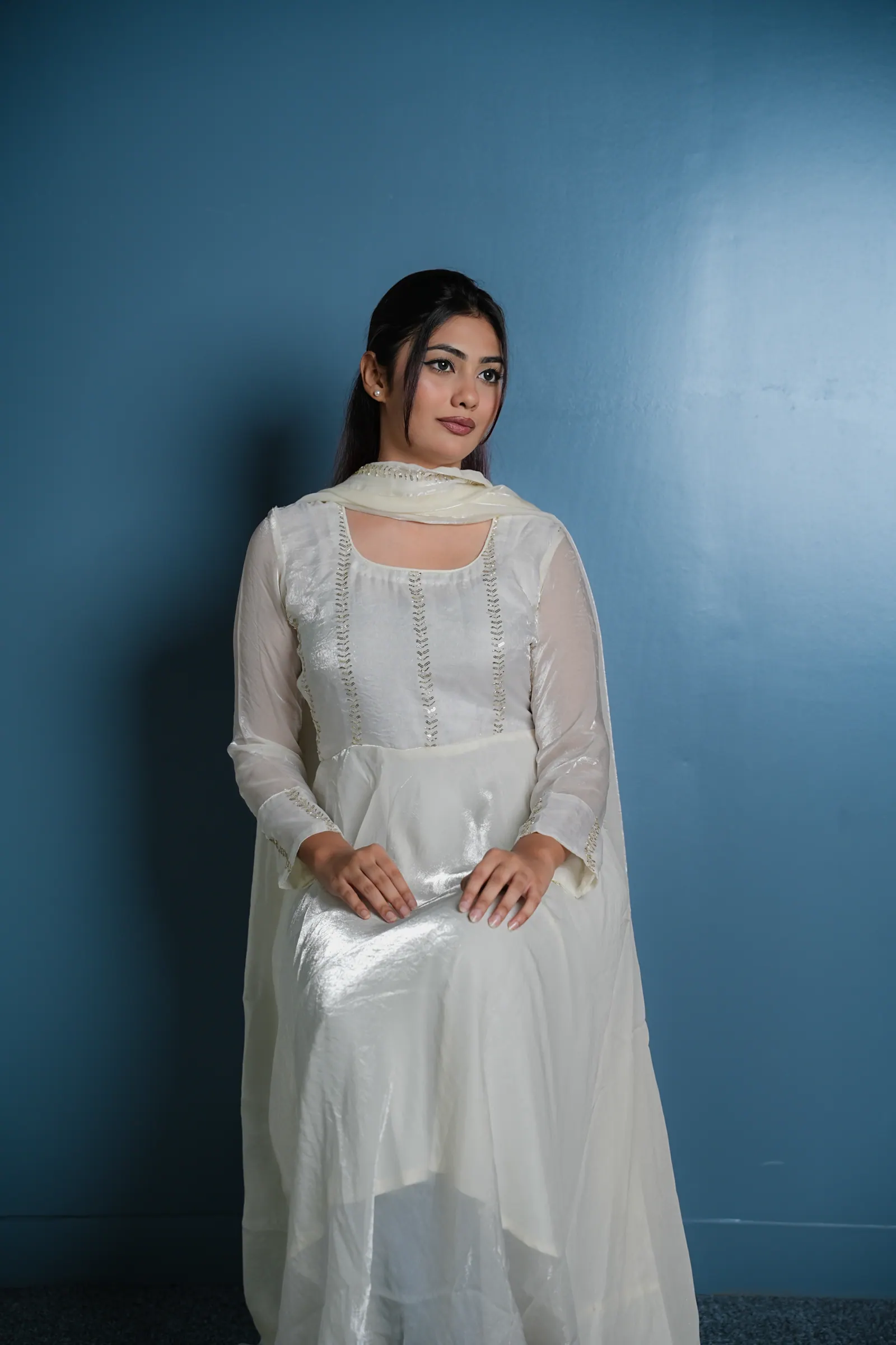 Mahzabin - Fendi Silk Gown with Dupatta