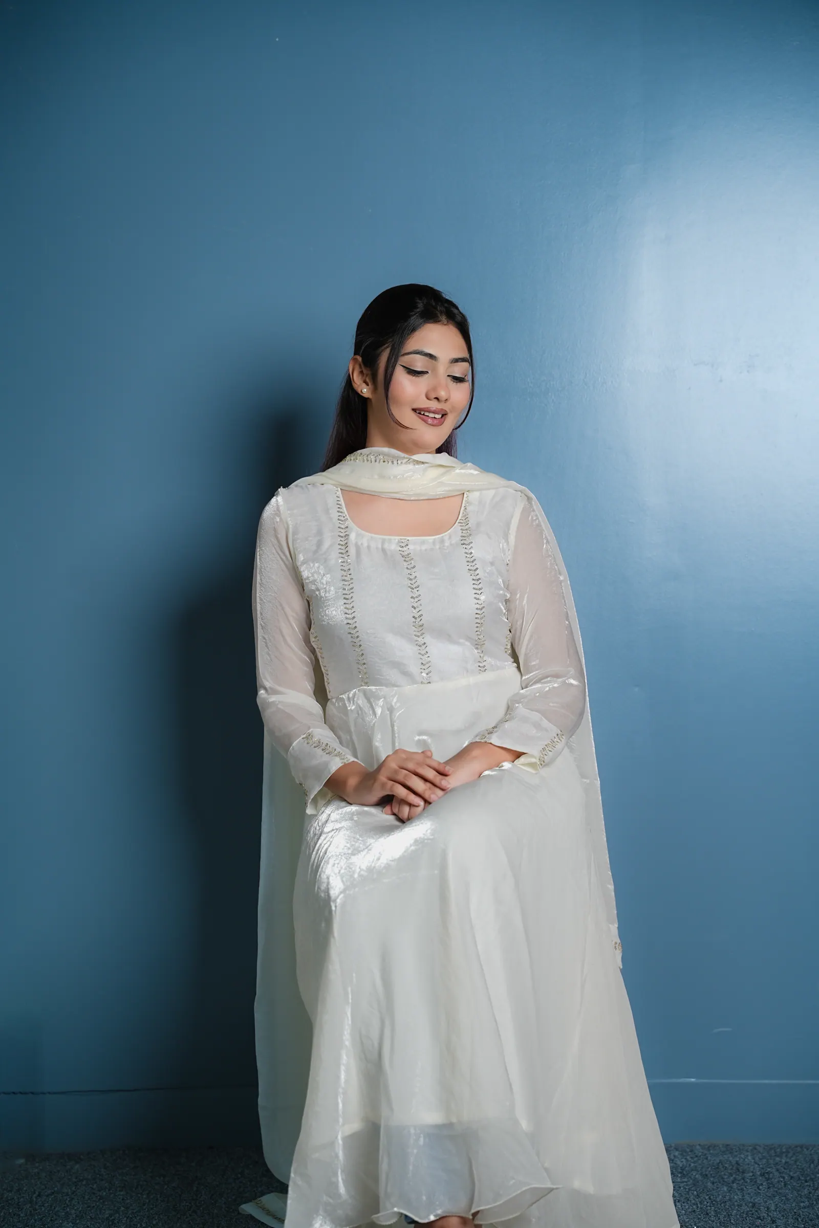 Mahzabin - Fendi Silk Gown with Dupatta