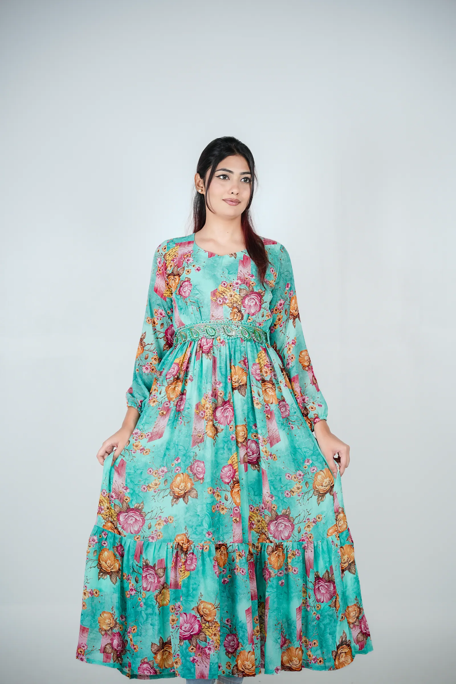 Nabila - Printed Georgette Gown