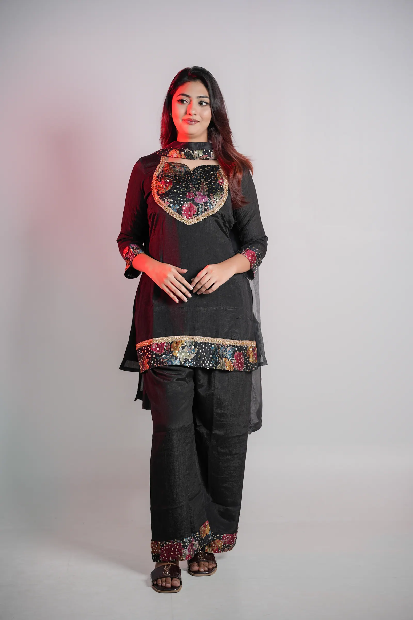 Roshni - Chinon Silk Three Piece Party Set