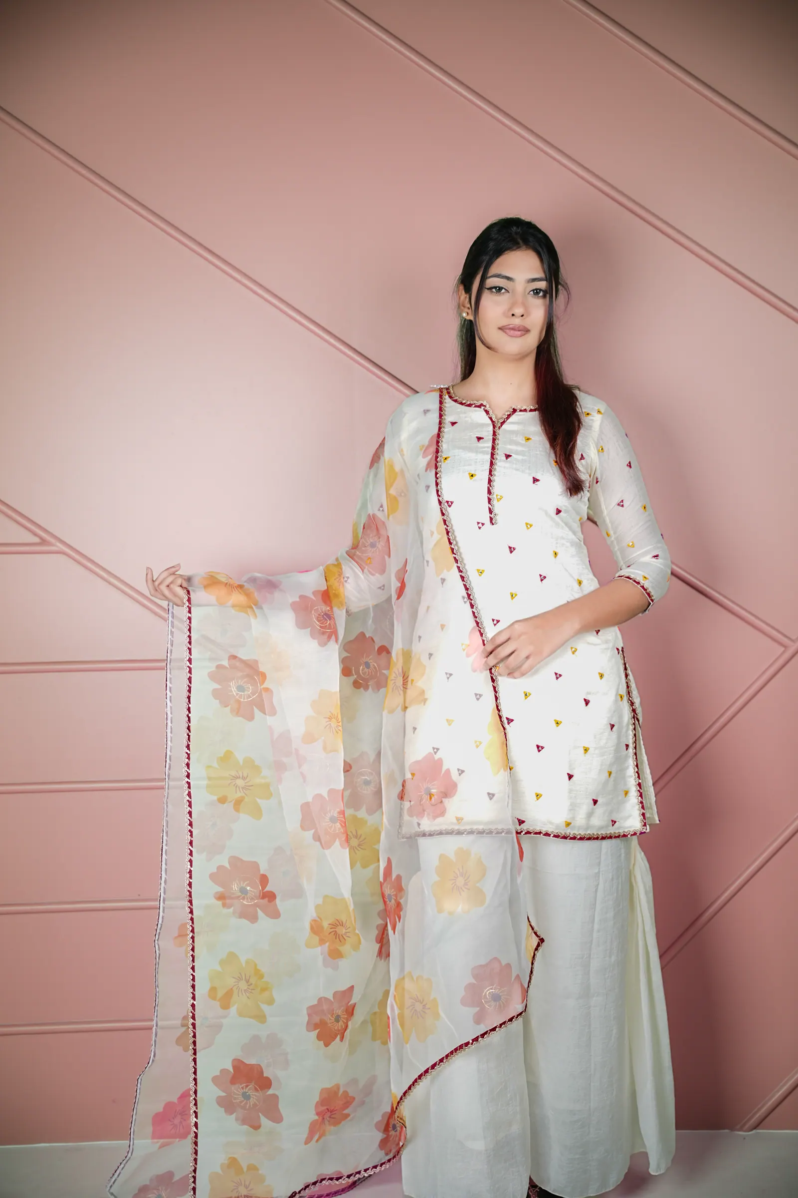 Sitara - Mirror Work Kameez with Organza Dupatta