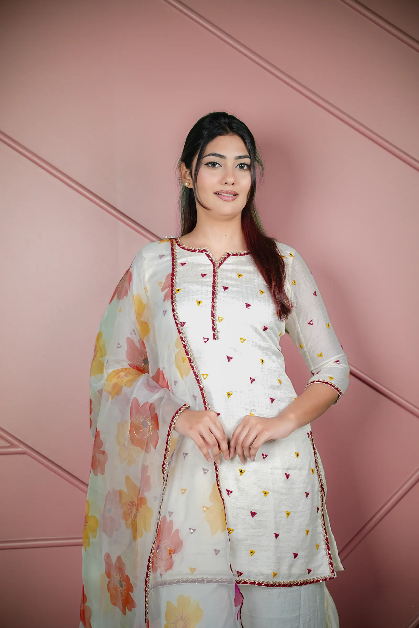 Sitara - Mirror Work Kameez with Organza Dupatta